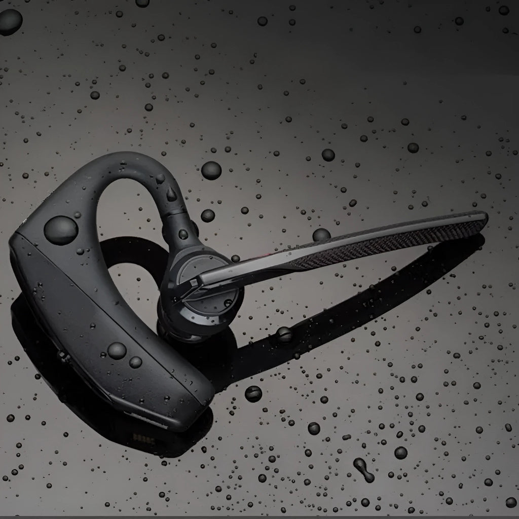 Black stereo Bluetooth sports headphones with battery display and USB charging port