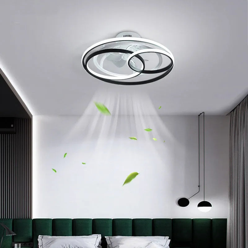 48cm ceiling fan lamp with light fitting showing three metal blades and acrylic lampshade