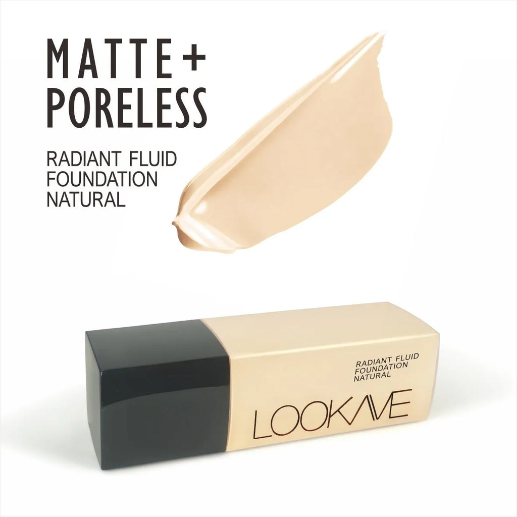 LOOKAVE matte liquid foundation bottle in ivory white shade from the LK63C colour range
