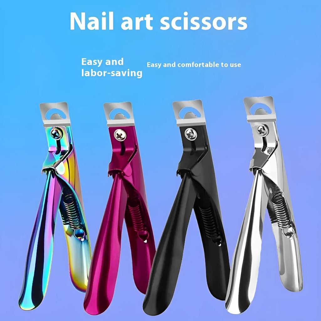 Stainless steel nail art scissors with French U-shaped design in electrophoresis black finish