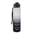 1000ml gradient plastic sports water bottle in grey with secure lid