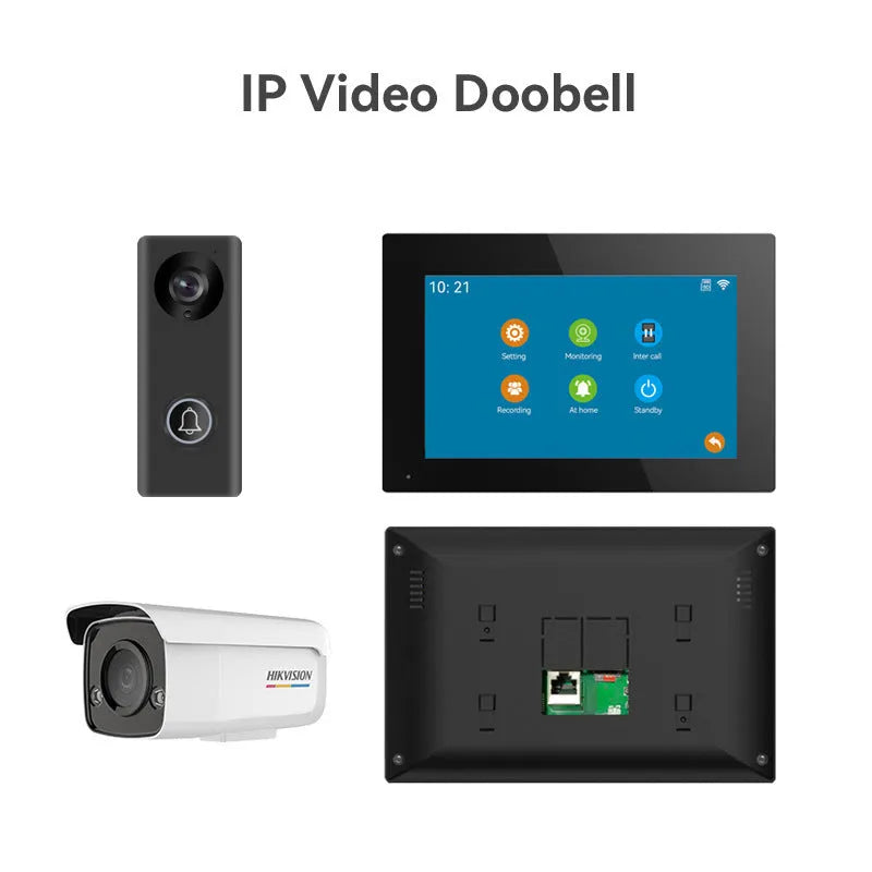 10-inch wireless video intercom doorbell system with colour HD camera and Ethernet connection