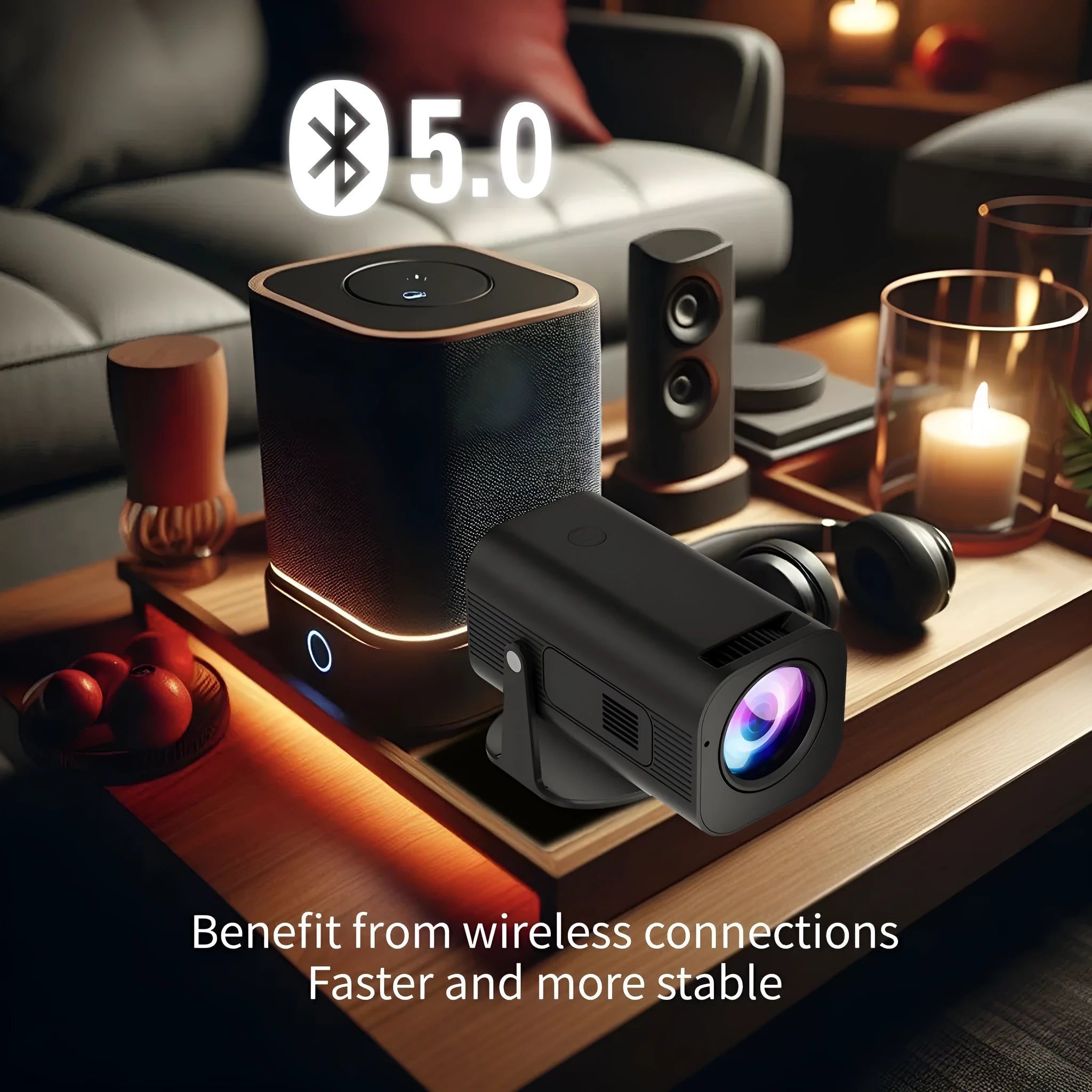 P330 portable mini projector in black or white with remote control and power cord