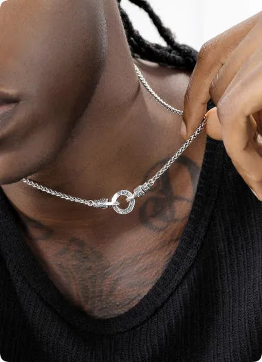 S925 sterling silver clavicle necklace for women on a model, showing the polished chain and clasp.