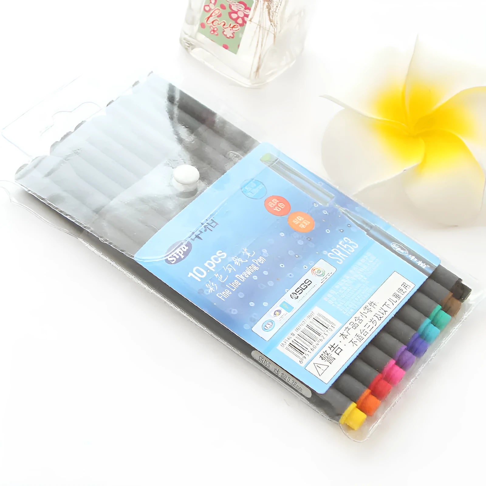 10 hook line pens with 0.38mm ultra-fine tips for technical drawing and repair work
