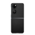 Obsidian black top layer cow leather back cover case for Huawei P50 Pocket