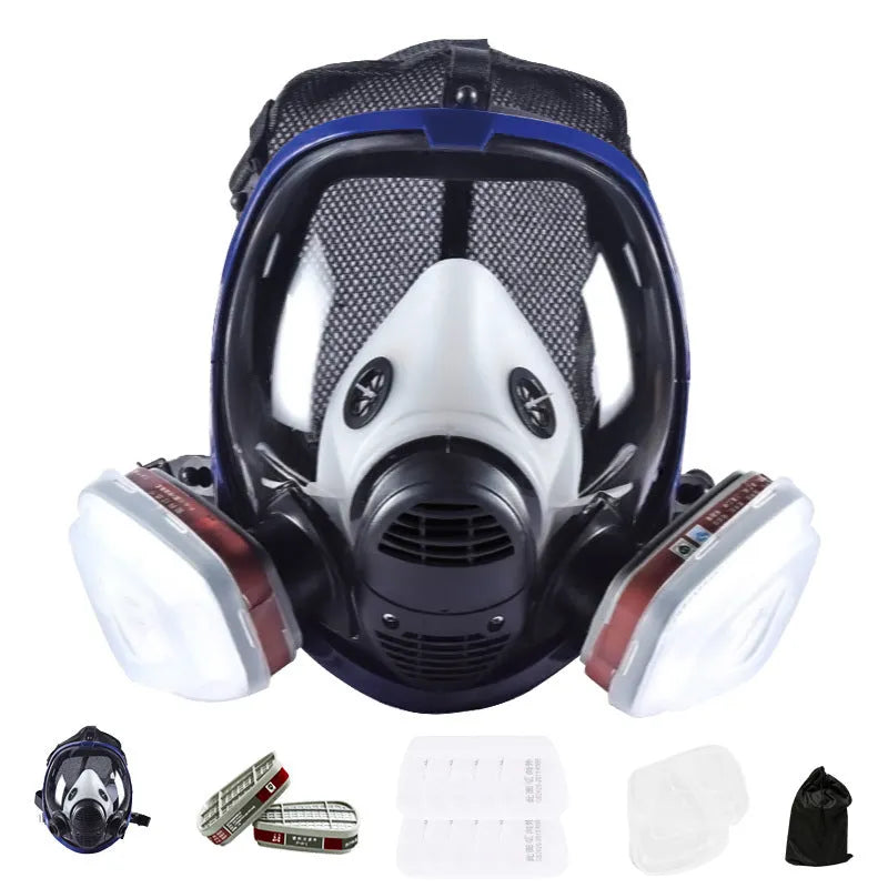 Blue edge spherical full mask with KN95 protection for epidemic prevention and fire protection