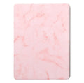 iPad tri-fold leather case with marbling design showing built-in Apple Pencil slot and plane housing construction
