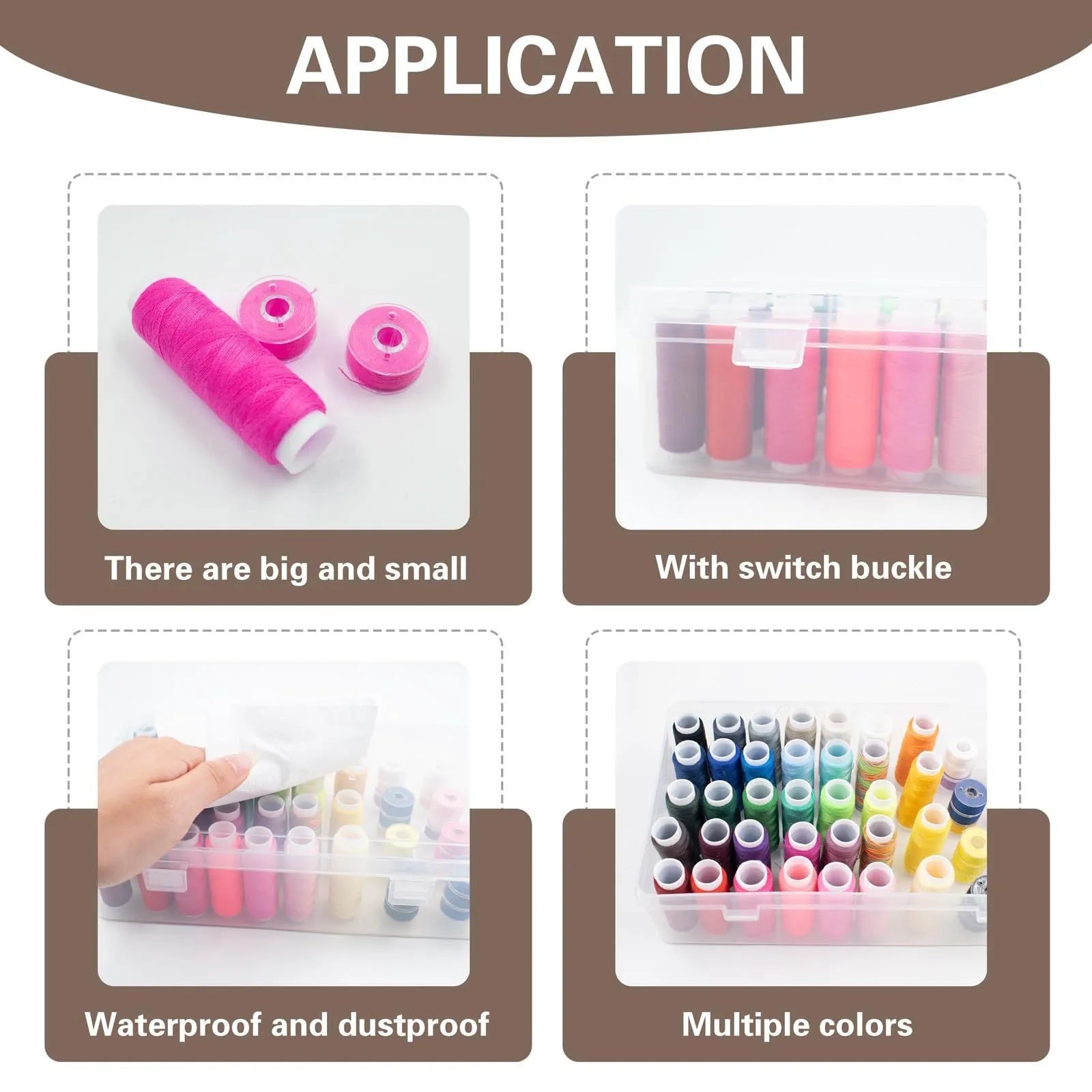 Plastic storage box with 42 compartments for embroidery threads and sewing kit organisation