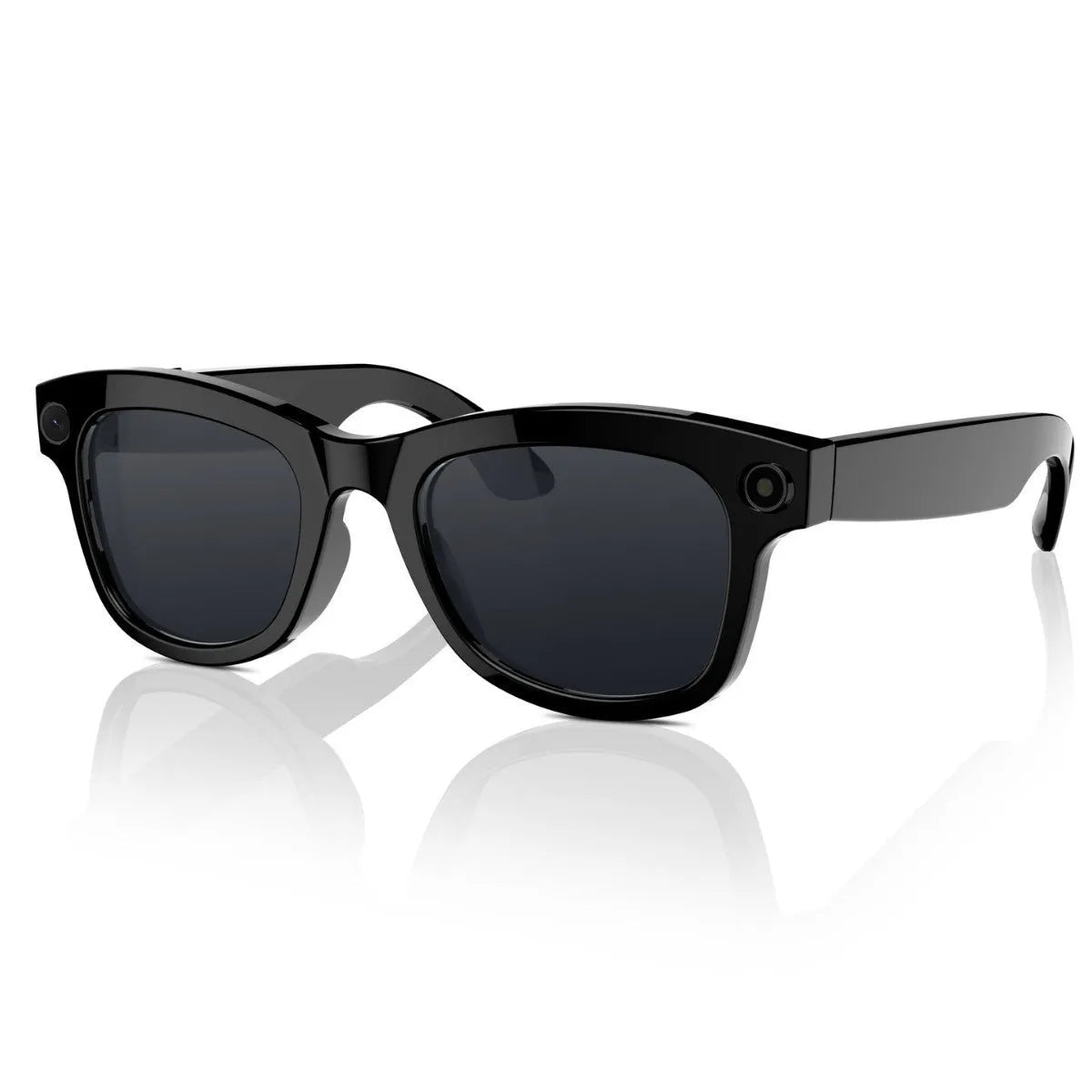 M01 AI translation video glasses with black and transparent lens options showing head-mounted design