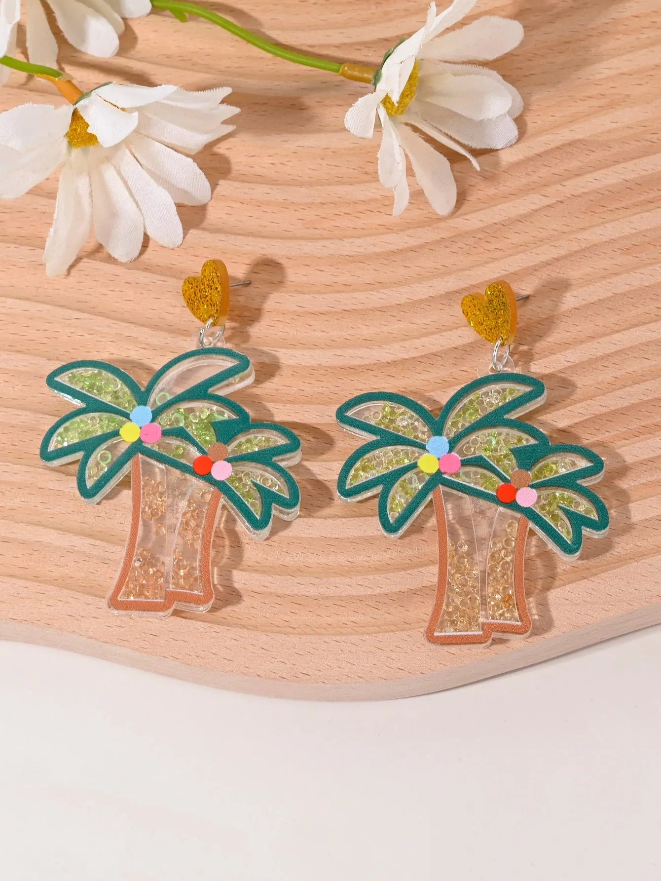 Acrylic fruit earrings for women showing cherry, strawberry, watermelon, pineapple designs