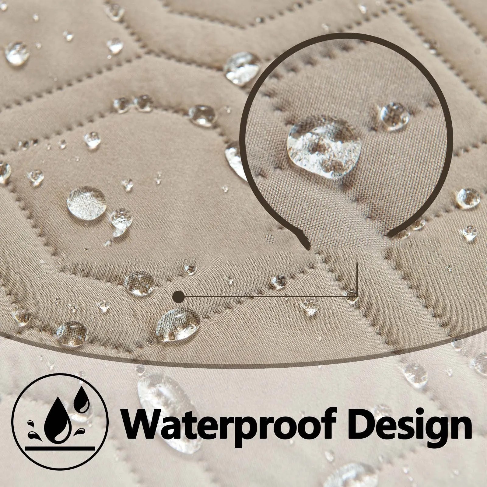 Reversible waterproof dog sofa cushion in dark grey and light grey, shown on a sofa.