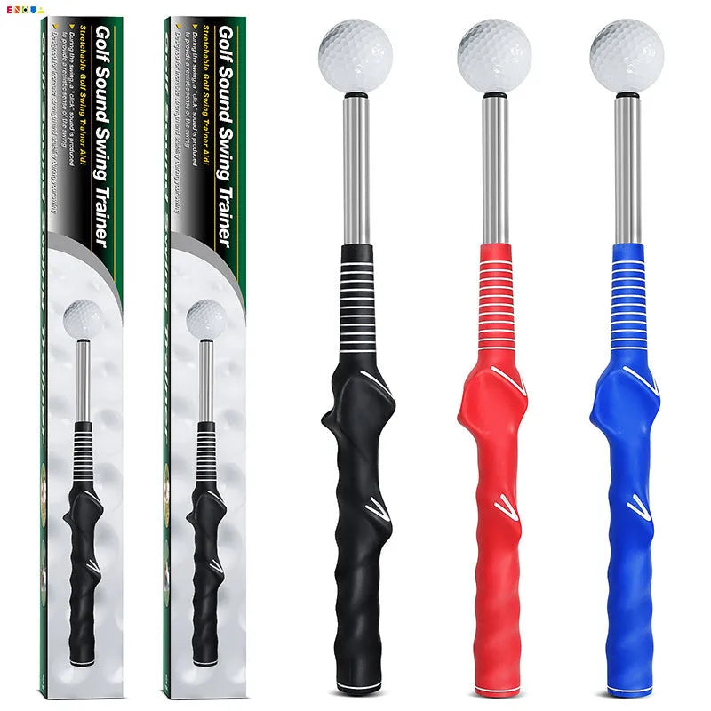 Telescopic golf swing training simulator with stainless steel construction in adjustable design