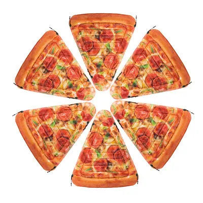 Pizza-themed inflatable surfboard recliner measuring 175cm long for water lounging