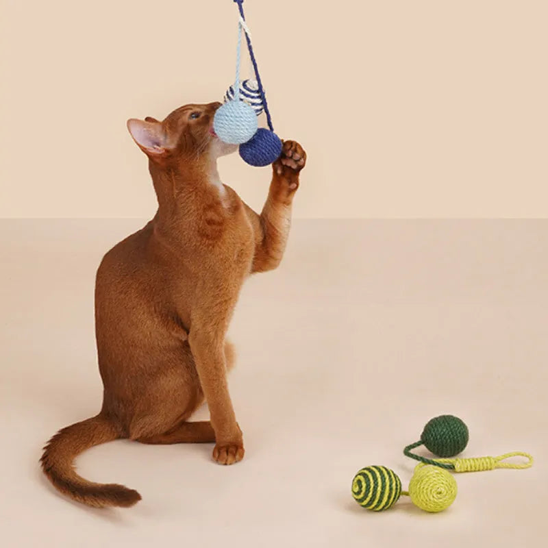 Interactive cat toy set with teaser stick, bite resistant catnip balls, and multiple colour options