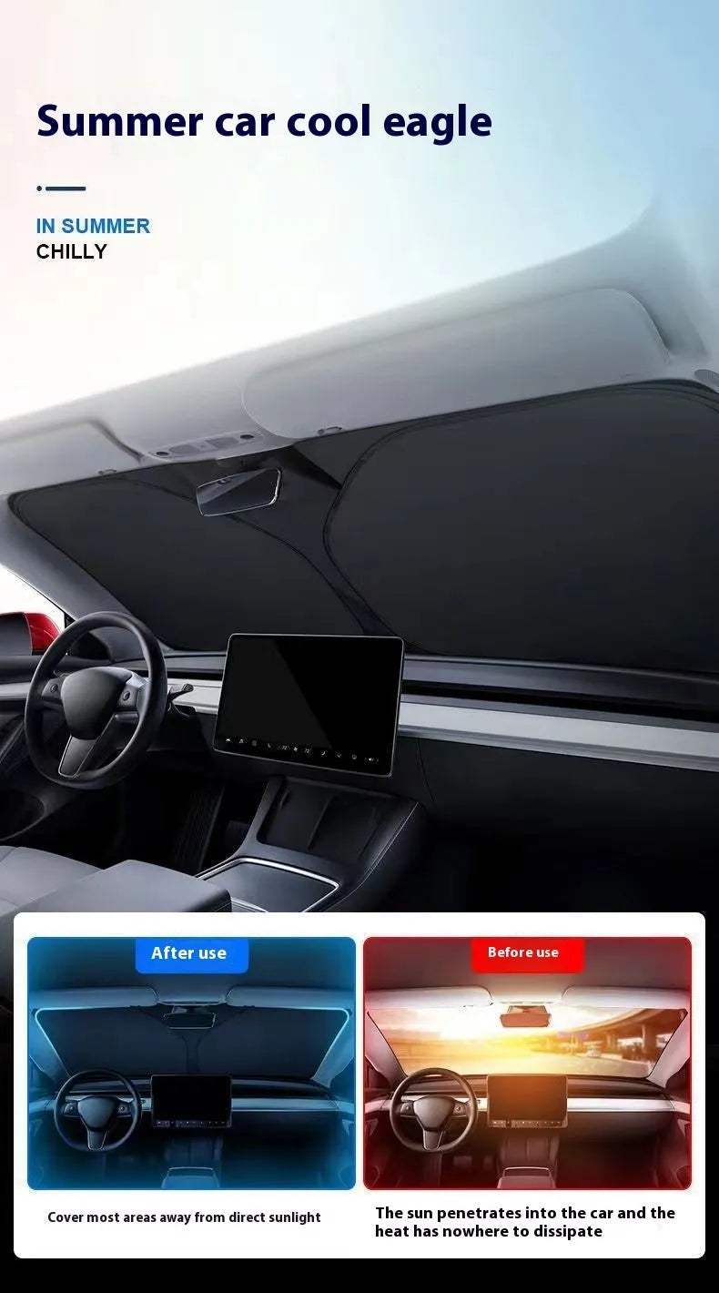 Aluminium foil car sunshade in titanium silver colour showing rectangular shape and reflective surface