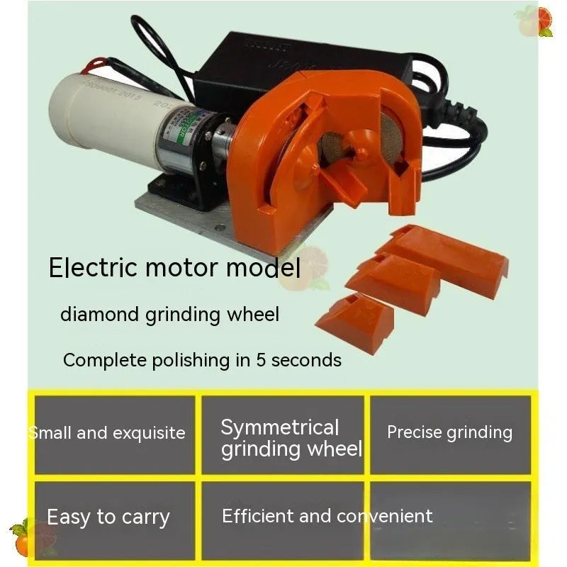Universal portable grinding drill tool with orange and black replacement wheel sets for irregular sanding
