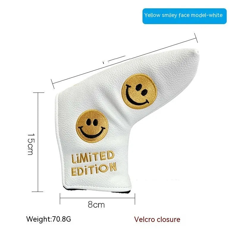 Golf straight bar putter sleeve in various colours including clover, bear, and Shiba Inu designs.