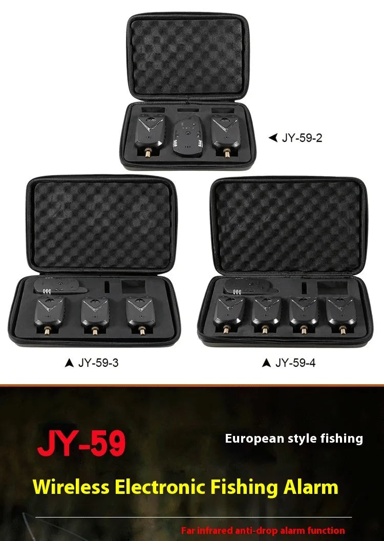 Wireless fishing electronic alarm kit with modular receivers for bite detection