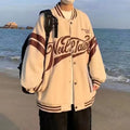 Unisex loose-fit baseball jacket with stand-up collar in colour-block design, 95% polyester, available in black khaki lake blue