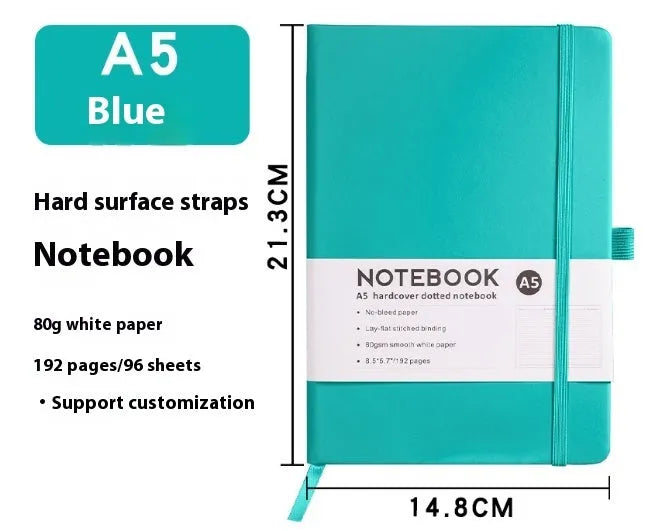 A5 soft skin-feel PU leather diary with strap closure and horizontal ruled pages in multiple colour options