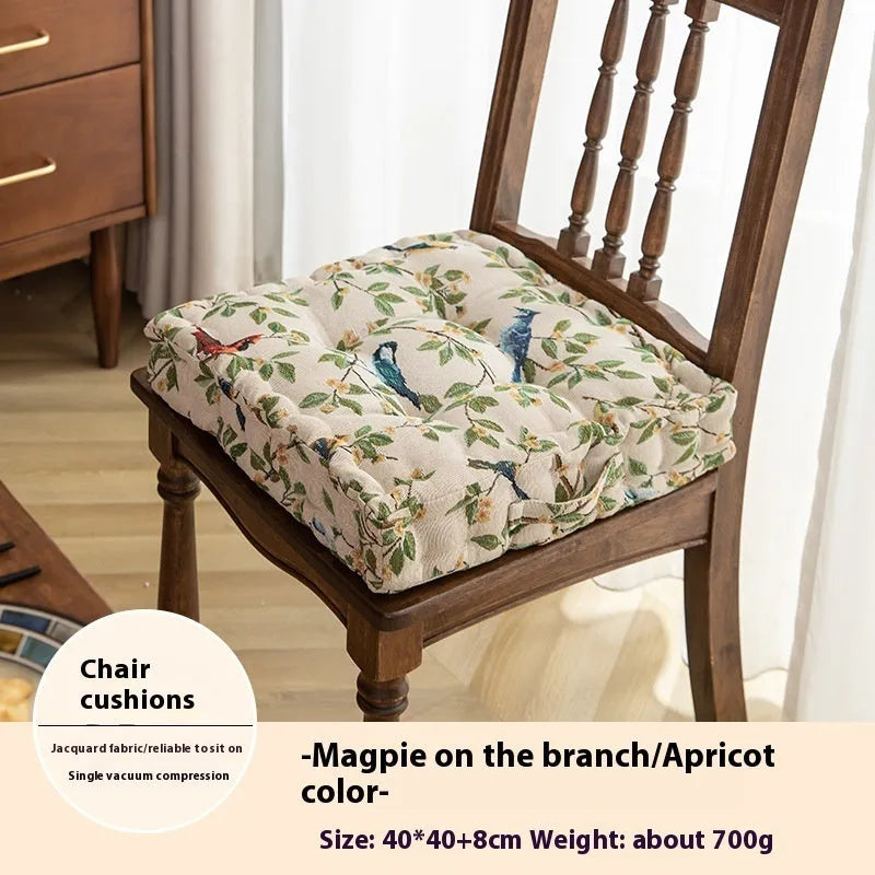 American dining chair back cushion with floral bird pattern, 40×40×8cm dimensions