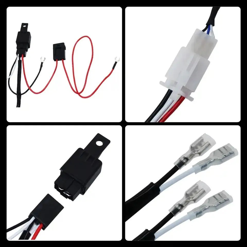 LED roof spotlight wiring harness with 2 metre silicone cable and one drag two connections