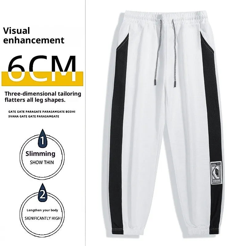 Men's casual wide leg fleece lined trousers in black, loose fit with drawstring waist