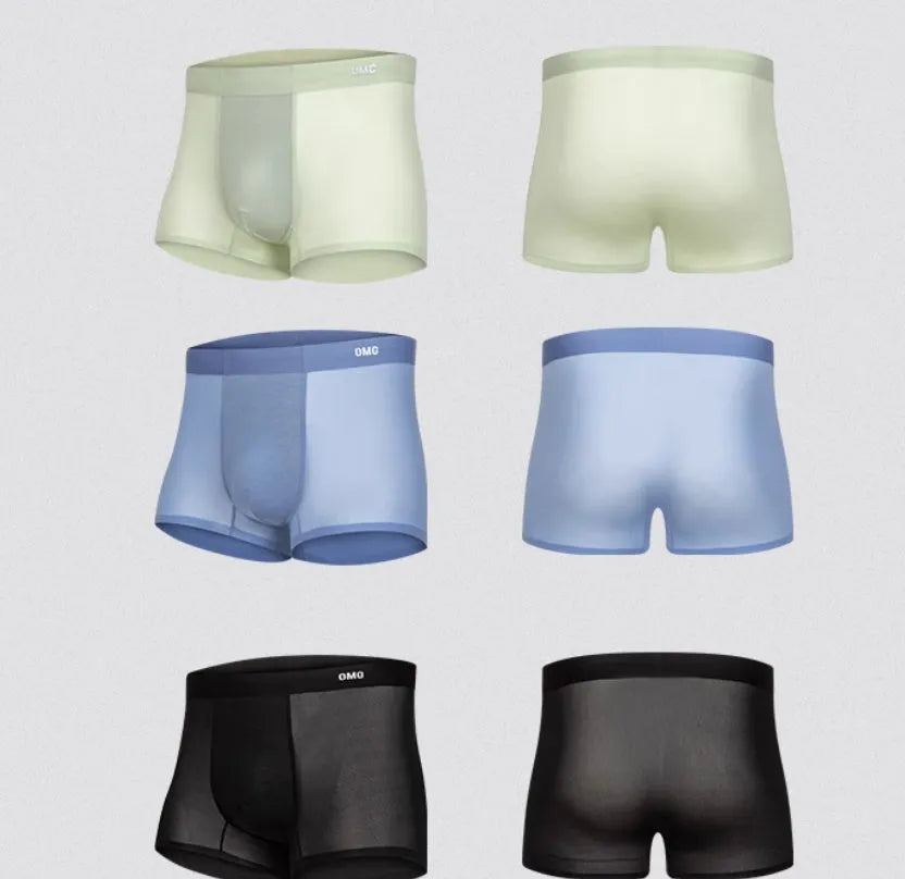 Lightweight seamless antibacterial sports underwear for men in black, shown flat.