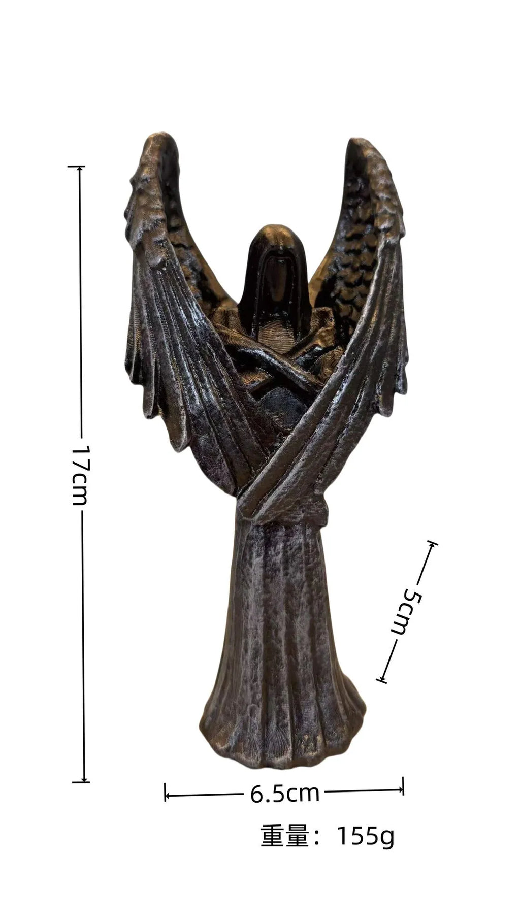 Dark angel resin statue ornament measuring 17cm tall with gothic styling for home decor