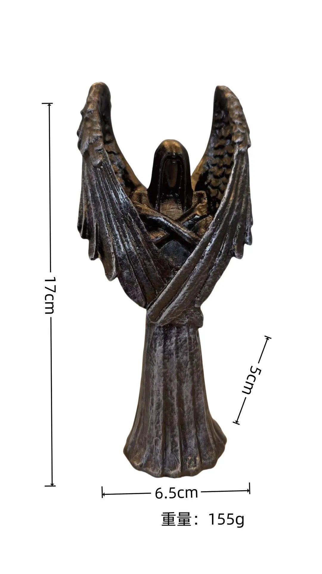 Dark angel resin statue ornament measuring 17cm tall with gothic styling for home decor