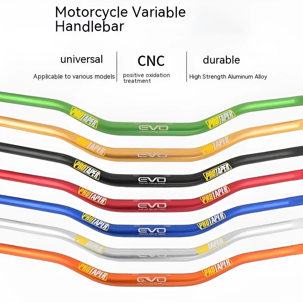 Scrambling motorcycle handlebar with orange EVO handle, aluminium alloy construction, 28mm diameter