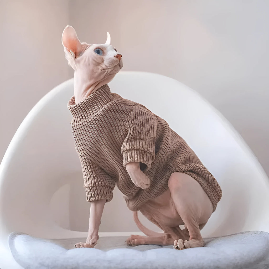 Light brown pet elastic moisture-proof sweater for small to medium dogs