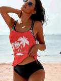 Women's loose Tangini split-leg bikini briefs in Army Green colour.