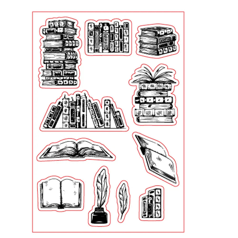 Transparent silicone stamp with seal pattern, showing self-adhesive backing and 11x16cm size.