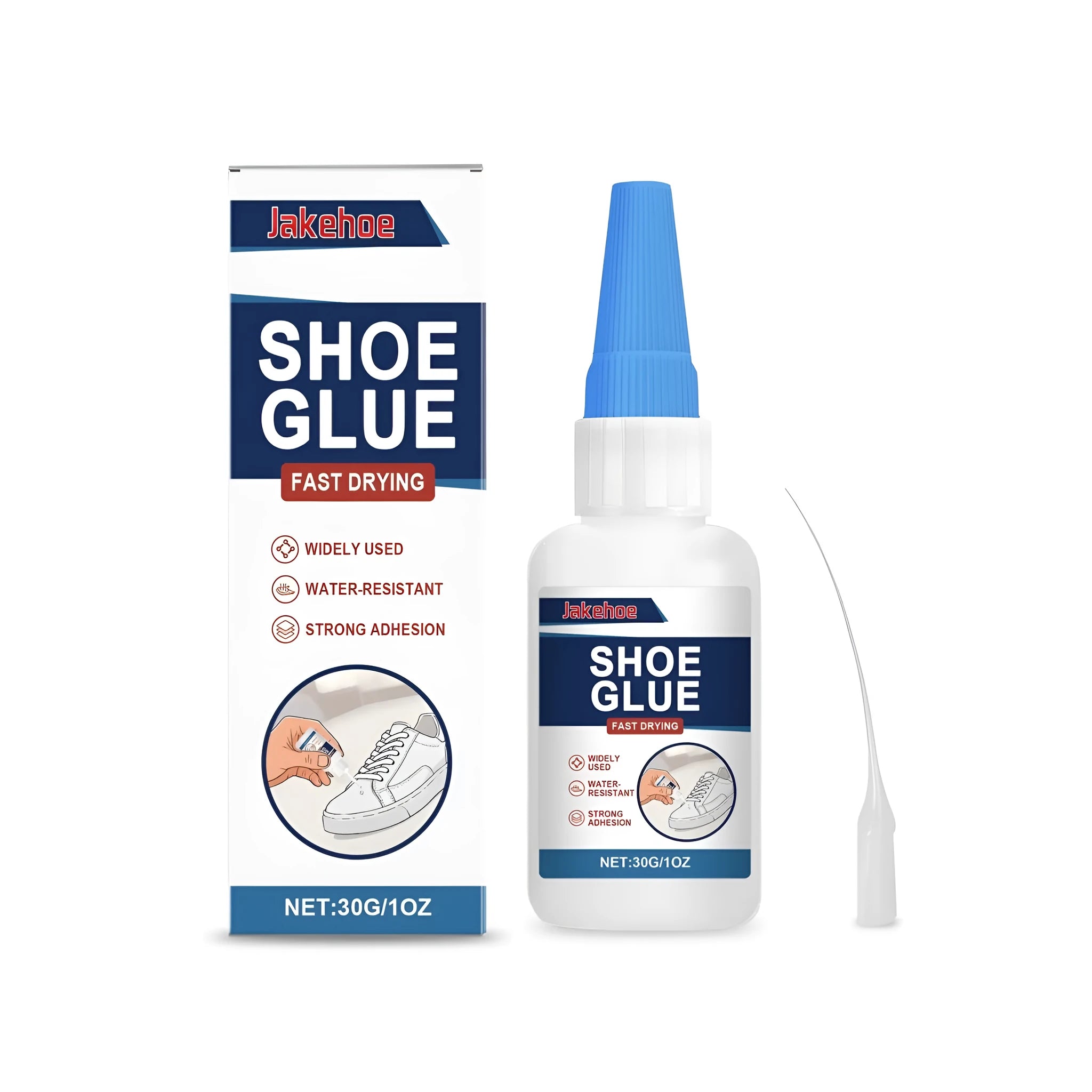 30g tube of multifunctional shoe repair adhesive glue with a separate plastic dropper applicator.