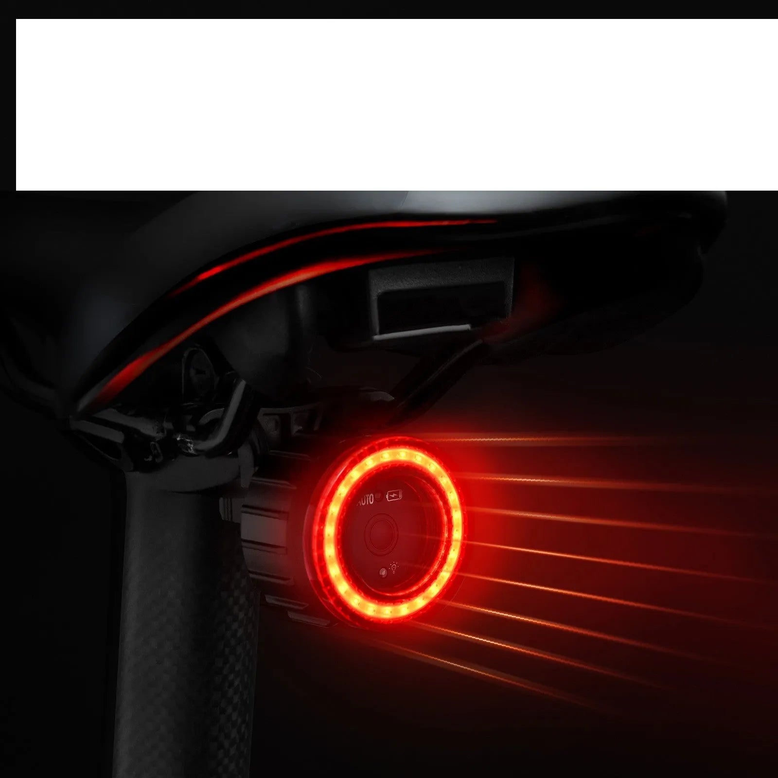 Black intelligent induction brake taillight for bicycles with aluminium alloy construction and seat tube bracket