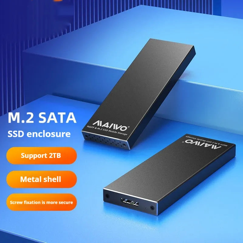 USB 3.0 M.2 NGFF SSD enclosure aluminium alloy black side view with USB cable