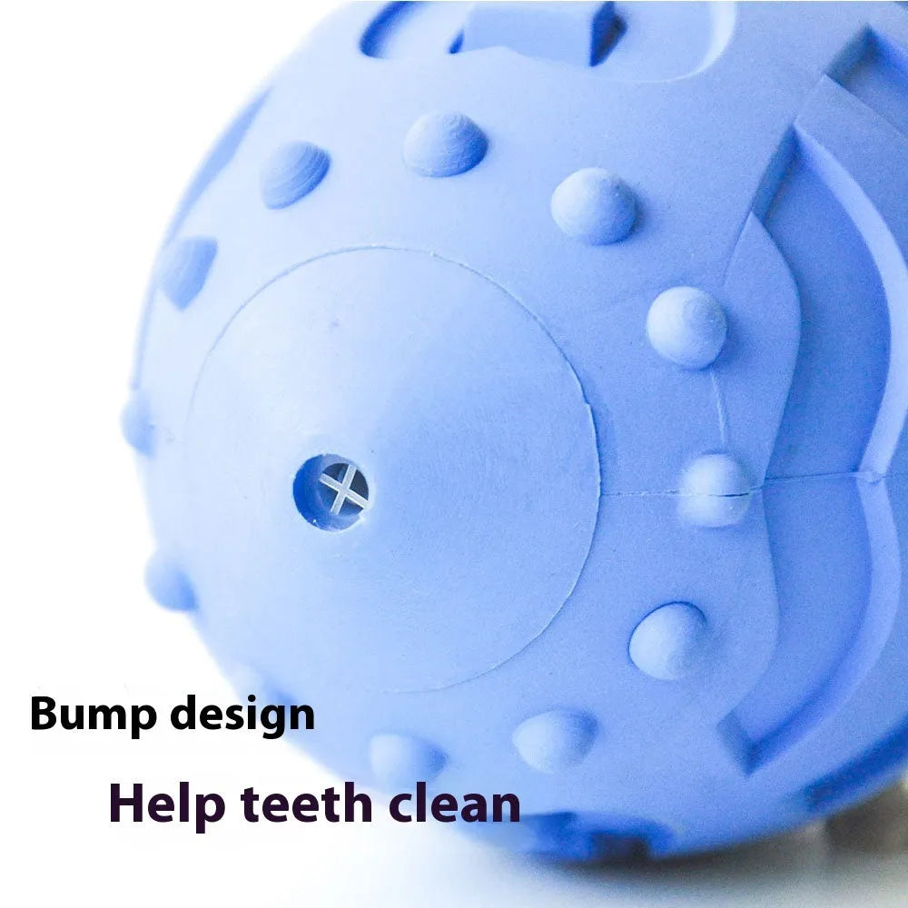 Thickened rubber bite-resistant vocal rugby ball dog toy in light green or sapphire blue colour