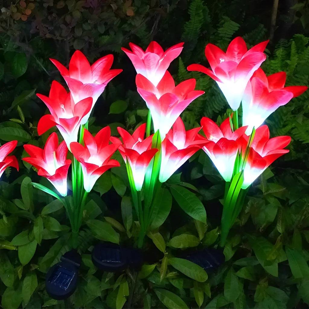 Solar lily garden light with flower-shaped design for outdoor decorative lighting