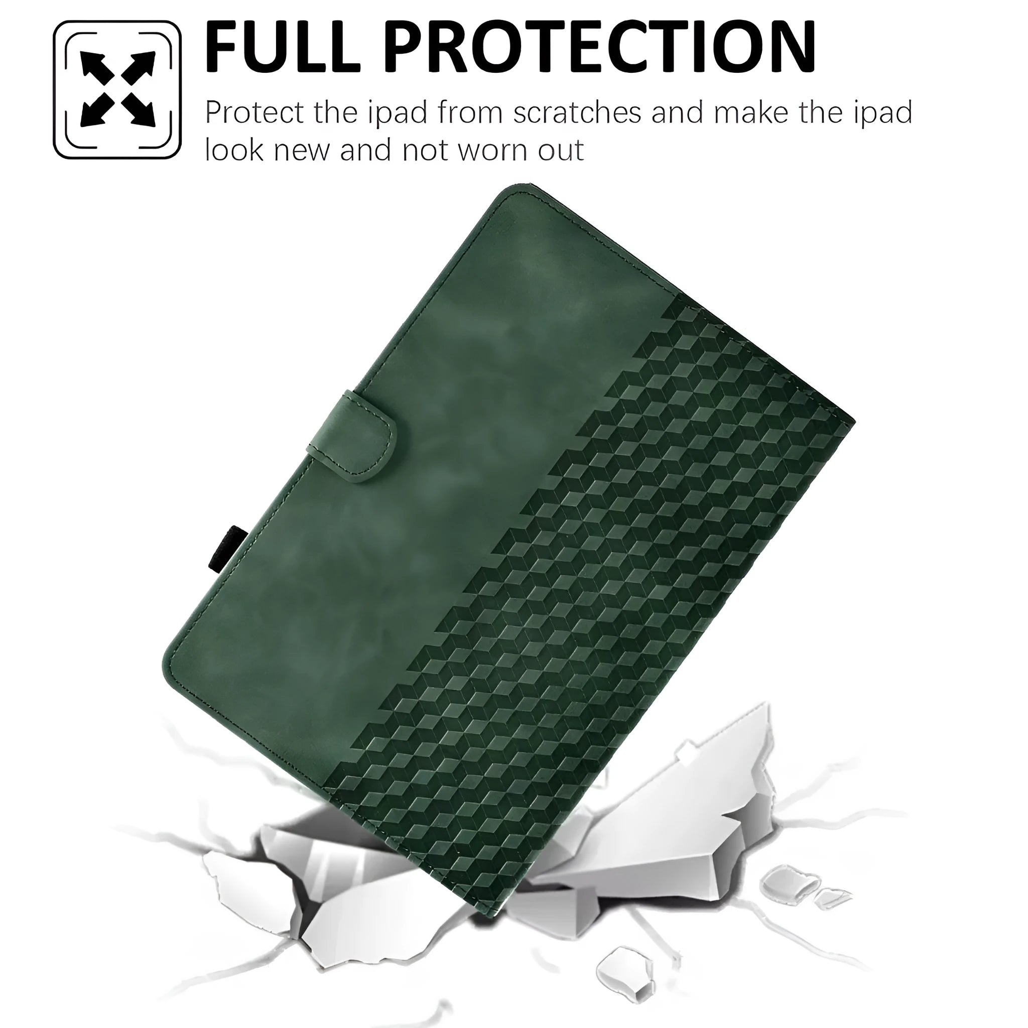 iPad leather case with card slot and stand in frosted diamond embossed style
