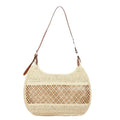 Women's straw cross body bag with sandwich pocket in khaki colour horizontal square shape