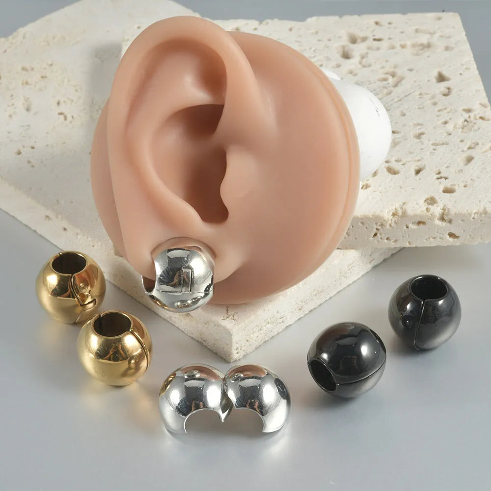 Stainless steel hollow skull Buddha earrings in electroplated colours for alternative hip hop fashion