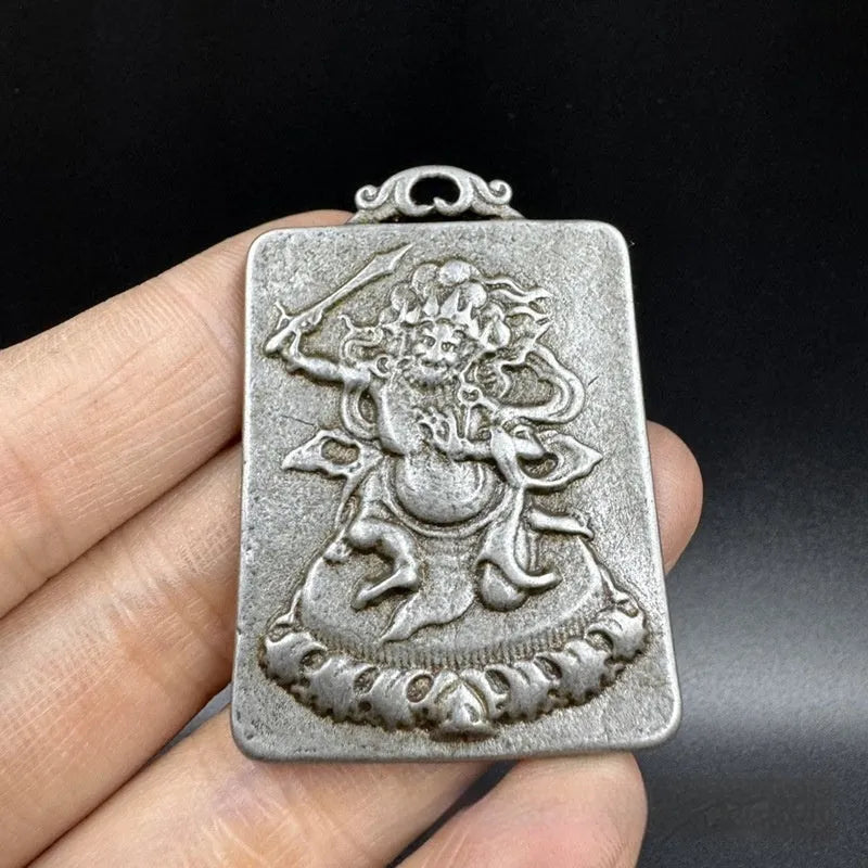 Chinese style iron pendant ornament with Yamantaka Aryaacalanatha Buddhist design
