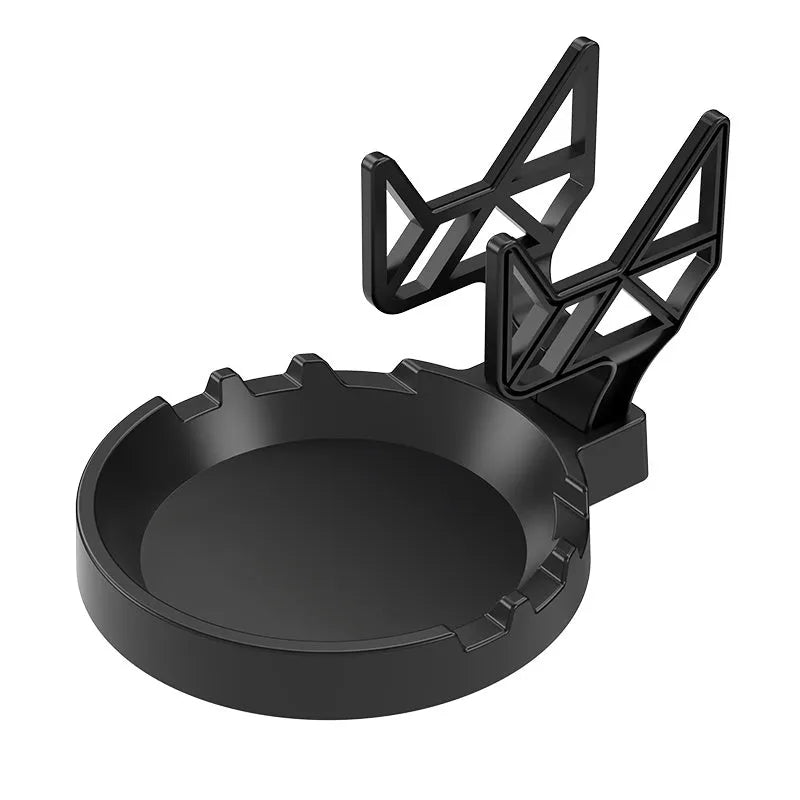 Black universal wall hanging rack for game controllers and headsets with adhesive pads and screws