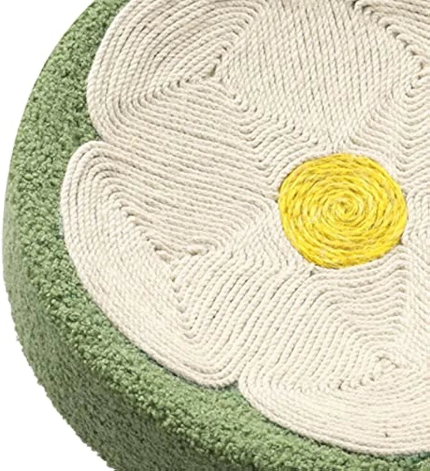Green round sisal cat scratcher bowl bed for scratching and lounging