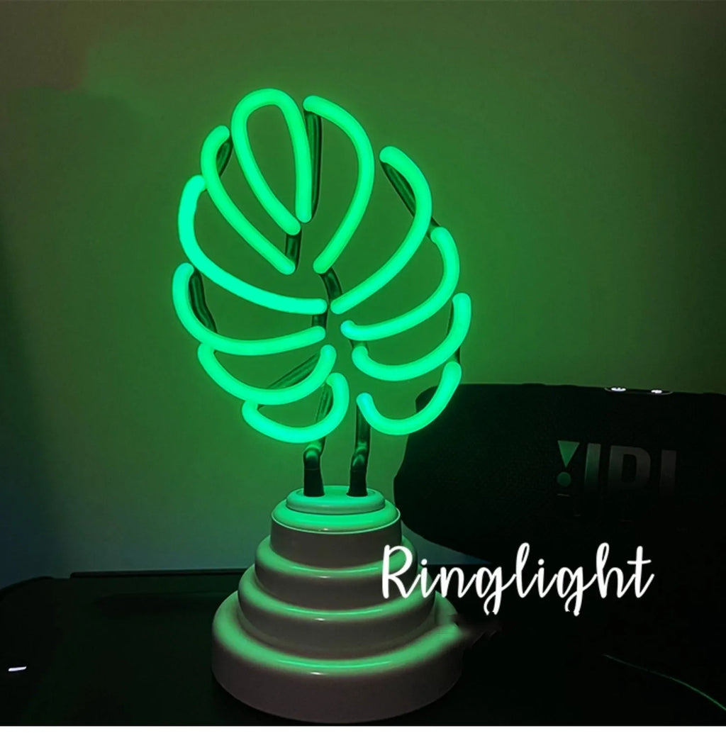 Minimalist bamboo shape desk lamp with green lighting and USB cable