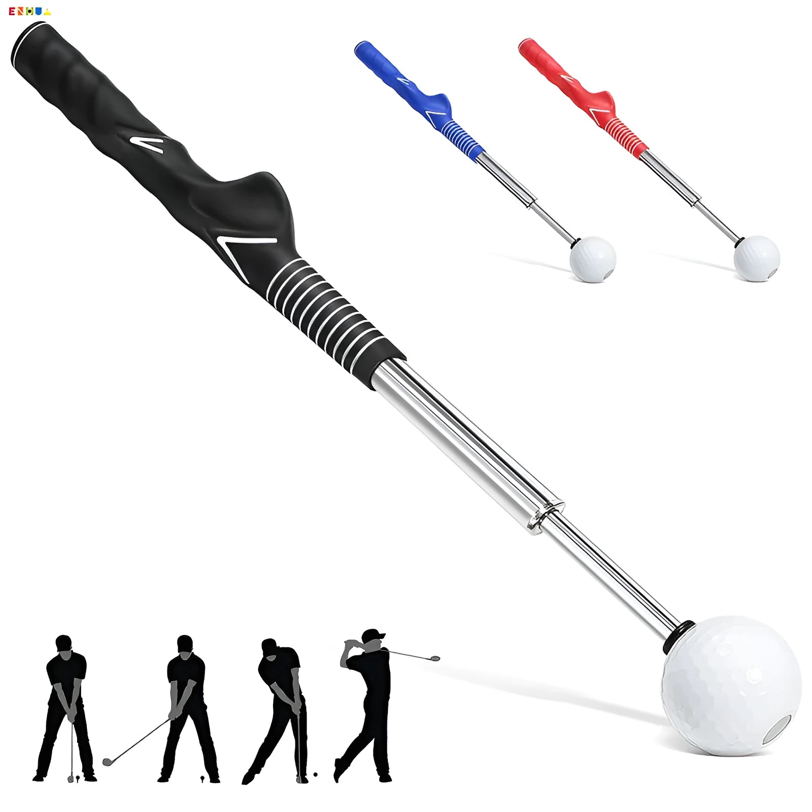 Telescopic golf swing training simulator with stainless steel construction in adjustable design