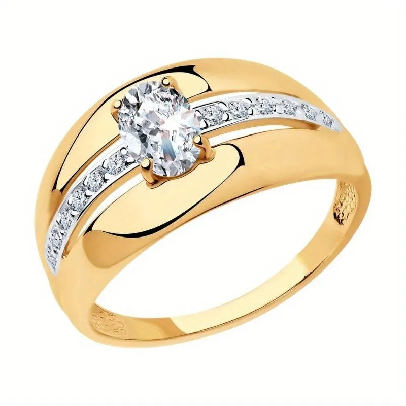 Gold zinc alloy party ring on white background, size 8 available in sizes 6-10