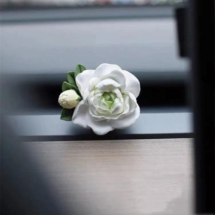 Jasmine solid car perfume diffuser on air vent with 5 * 4.5 cm gypsum unit and essential oil bottle